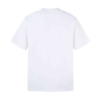 Back view of the Retro Washed Badge Letter T-Shirt – Loose Fit in white, showcasing premium casual style.