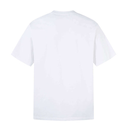 Retro Washed Badge Letter TShirt – Loose Fit, back view of a plain white cotton t-shirt.