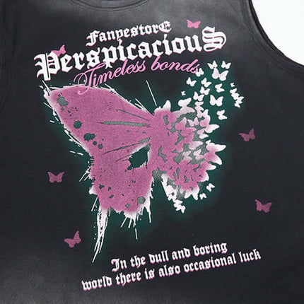 Schmetterlingsdruck Tanktop - Lockere Passform