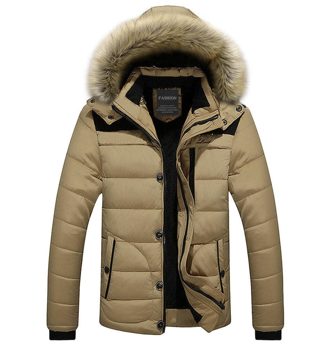 Faux Fur Trim Hooded Puffer Jacket at €80.99