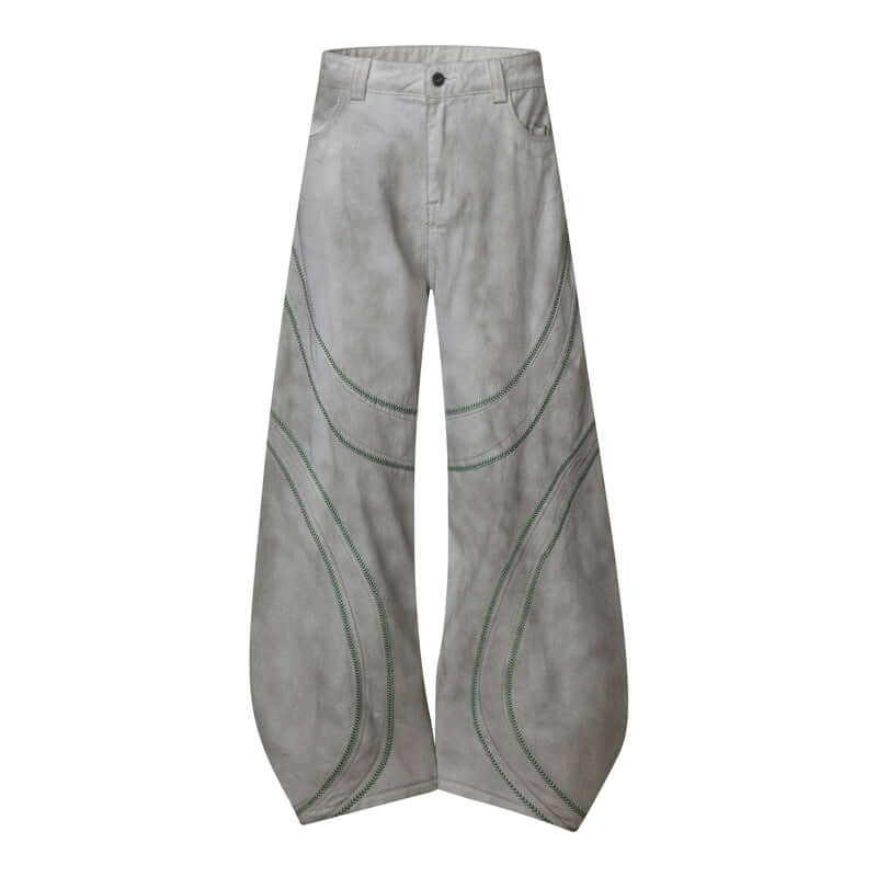 Front view of Deconstructed Paneled Arc Embroidery Distressed - Grozavu brand streetwear