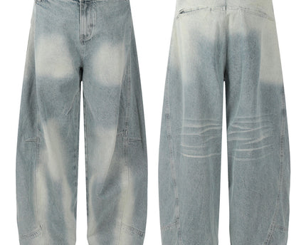 Retro Structured Tapered Pants for Men and Women, Loose Wide-Leg Washed Tie-Dye Straight Leg Jeans