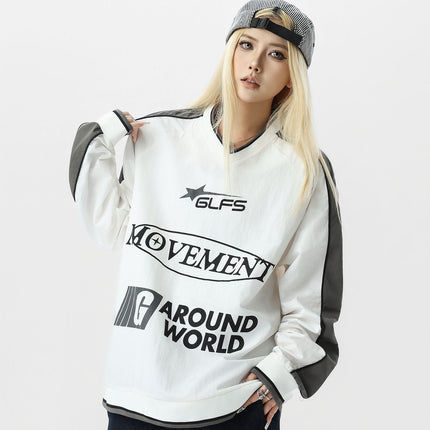 Waterproof Sports V-Neck Long Sleeve Shirt Black White