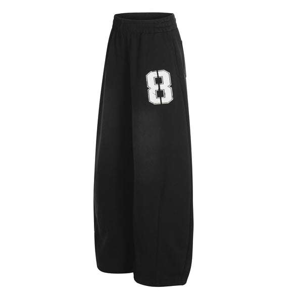 Retro Stylish Letter Print Deconstructed Loose Wide-Leg Men's Knife Pants