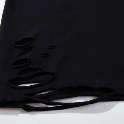 Detail of the fabric on the Butterfly Print TShirt – Loose Fit showing distressed edges and casual design.