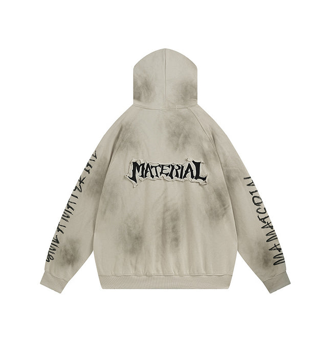 Retro Patchwork Zip Up Hoodie – Loose Fit