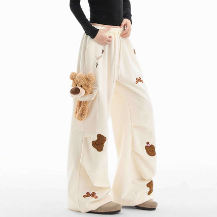 Embroidered Bear Cargo Sweatpants
