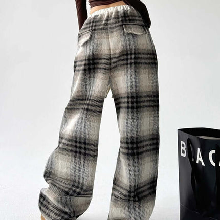 Kariertes Flanell Fleecegefütterte Winterhose