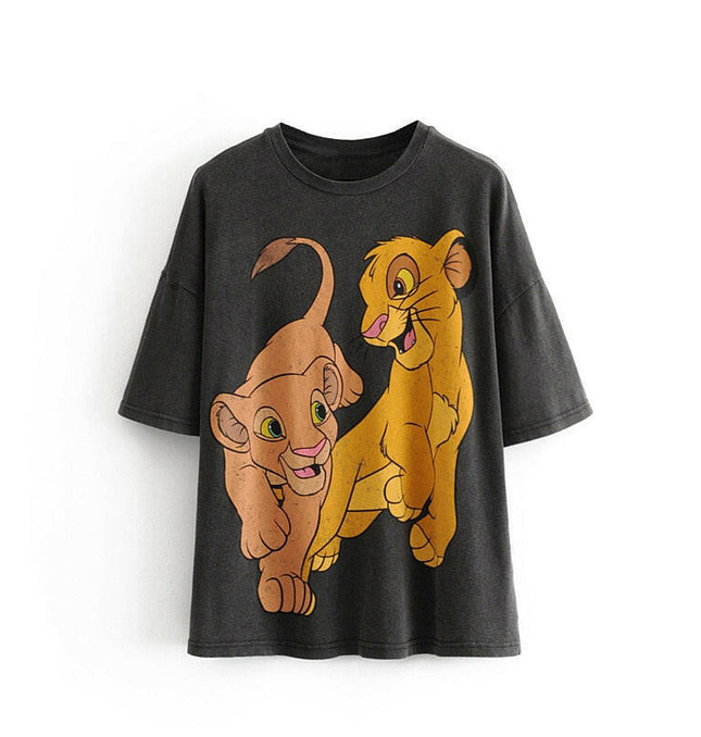 Grozavu's Lion King Print Tee: Casual Style for Women at €25.99