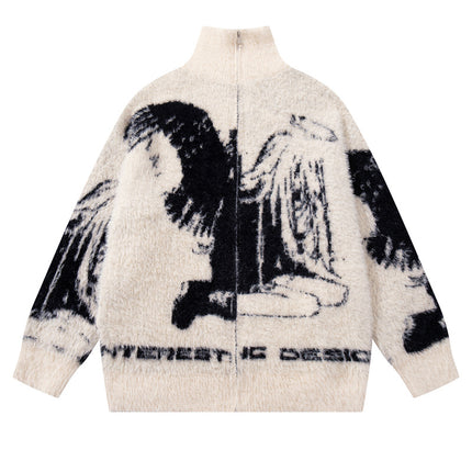 Cardigan en tricot jacquard floral Angel Girl – Coupe ample