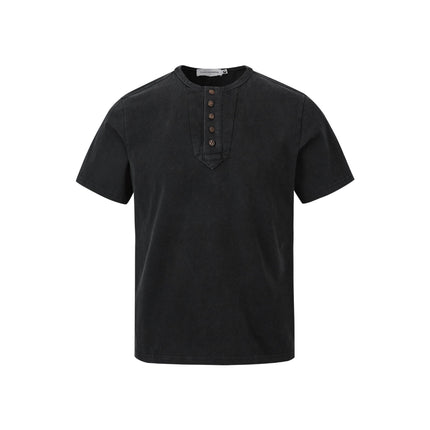 Five-Button Henley T-Shirt – Loose Fit