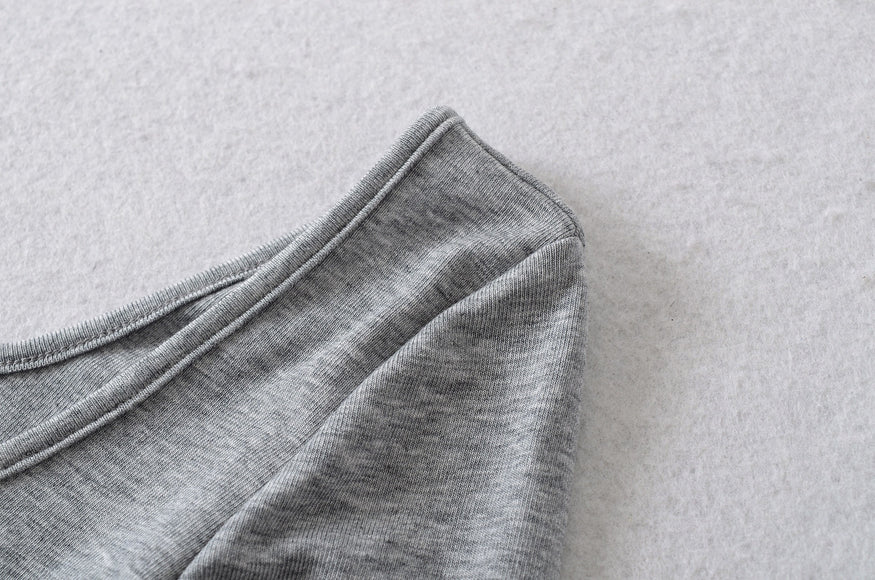 U-neck Striped Long Sleeved Elastic T-shirt Tight Top