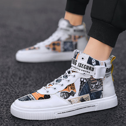 Spring Men’s Trendy Color Block High Top Sneakers
