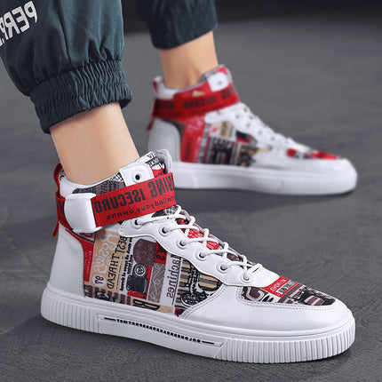 Spring Men’s Trendy Color Block High Top Sneakers