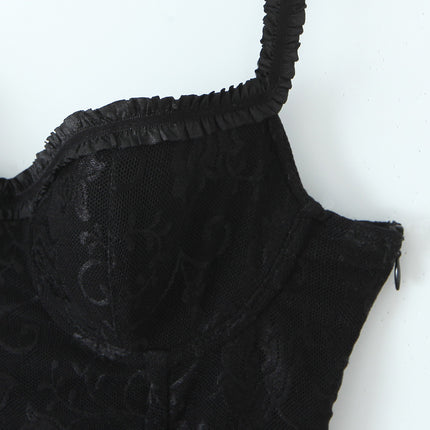 Débardeur en coton cintré à dentelle en forme de poisson