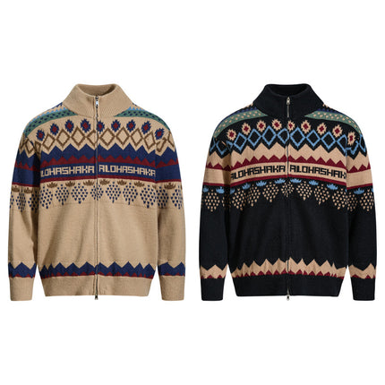 Cardigan Tricotat Fair Isle Retro – Croi Larg