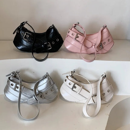 PU Leather Buckle Shoulder Bag