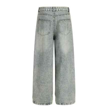 Straight Leg Jeans Washed Denim Pants Youthful