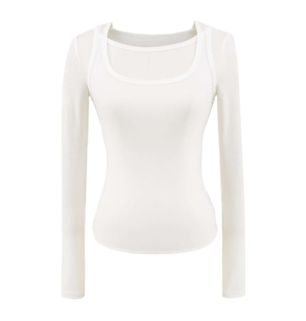Square Neck Slim Fit Long Sleeve Top