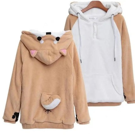 Kawaii and Cuddly: Grozavu Hoodies with Cute Doge Muco Ears for Anime Fans! at €40.99