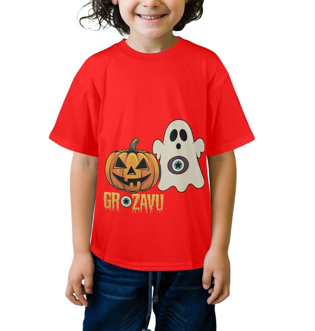 A Halloween-themed T-shirt for kids, bringing spooky fun and a cozy fit for festive celebrations.