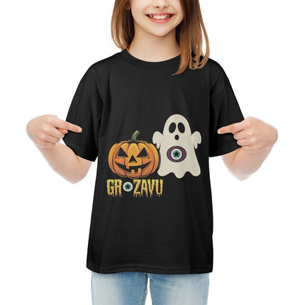 A comfy Halloween T-shirt for kids, featuring spooky designs and perfect for all Halloween activities.