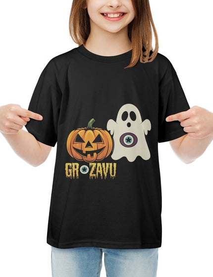 A comfy Halloween T-shirt for kids, featuring spooky designs and perfect for all Halloween activities.
