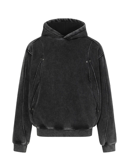 Sudadera con capucha de forro polar de patchwork desgastada y lavada de High Street