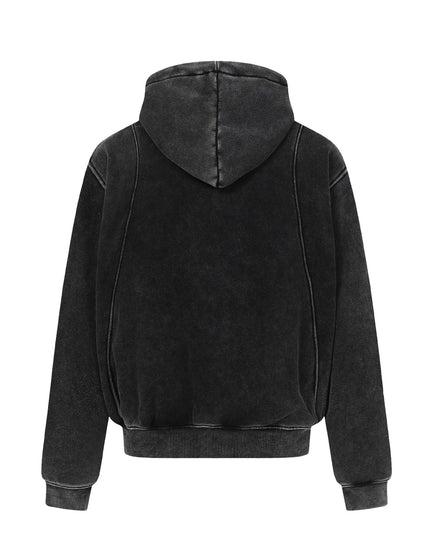 Sudadera con capucha de forro polar de patchwork desgastada y lavada de High Street