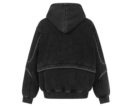 Sudadera con capucha de parches desgastados y lavados retro