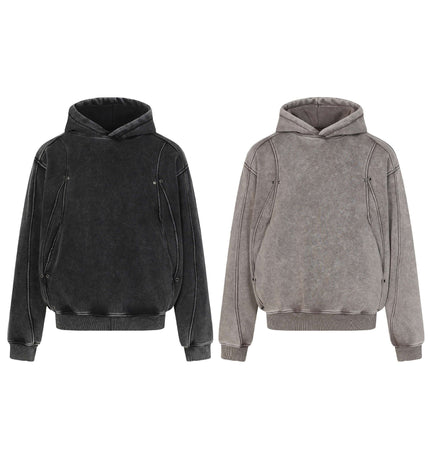Hoodie Lavé Effiloché - Coupe Ample