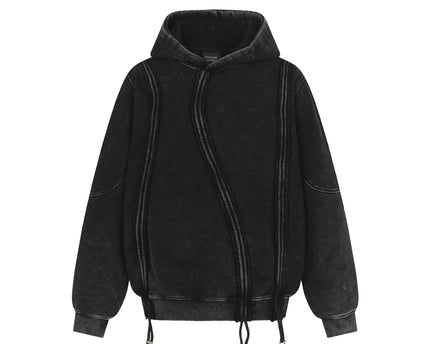 Felpa alla moda con patchwork vintage lavato e strappato