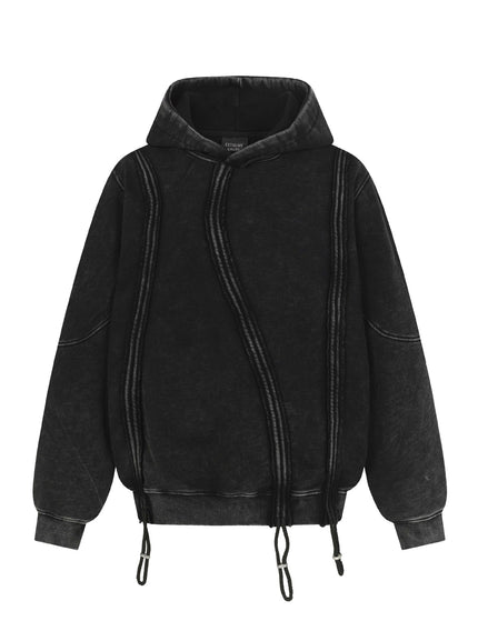 Vintage Washed Distressed Patchwork Trendy Hoodie