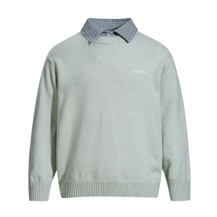 Faux Layered Knit Sweater with Collar