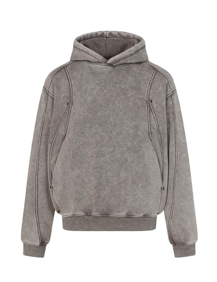 Sudadera con capucha de forro polar de patchwork desgastada y lavada de High Street