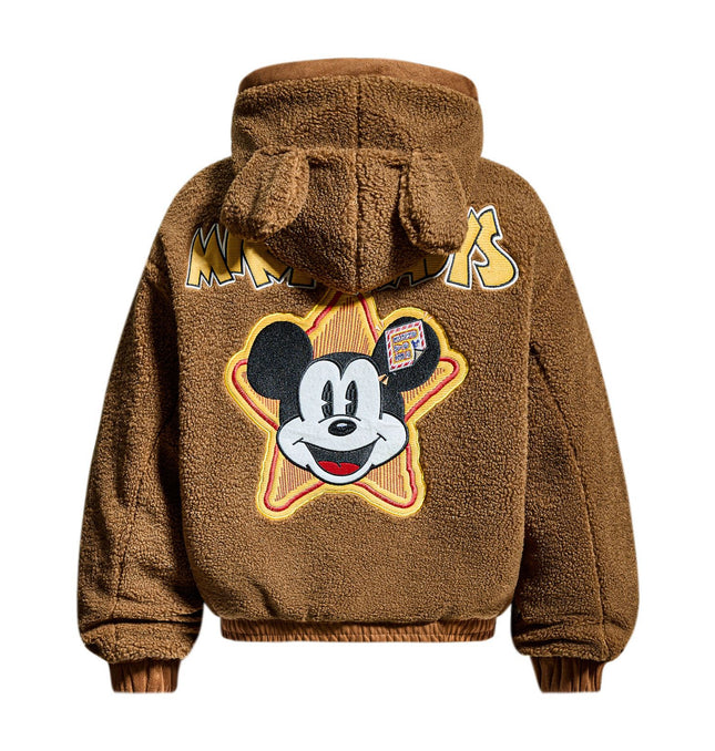 Cartoon Embroidery Shearling Jacket – Warm Vintage Fit