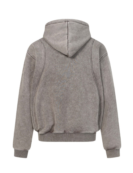 Sudadera con capucha de forro polar de patchwork desgastada y lavada de High Street