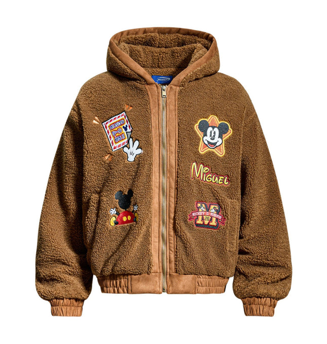 Cartoon Embroidery Shearling Jacket – Warm Vintage Fit
