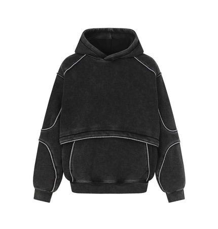 Tape Patchwork Hoodie - Loose Fit