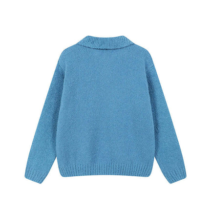 Polo Neck Knit Sweater - Loose Fit