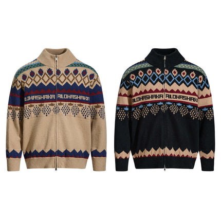 Jacquard Knit Pullover Sweater
