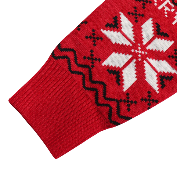 Maglione di Natale Accogliente con Fiocchi di Neve – Rosso