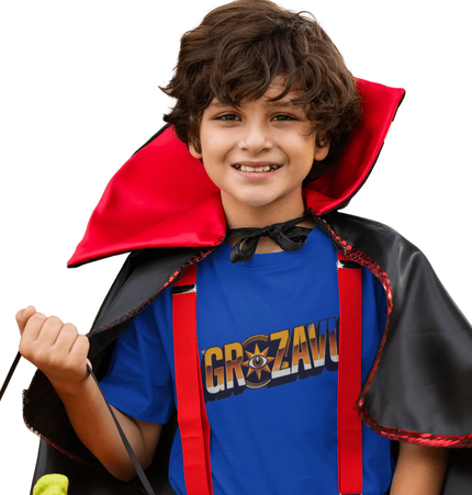  A boys' Halloween T-shirt designed for trick-or-treating, featuring a spooky print and soft, comfortable fabric.