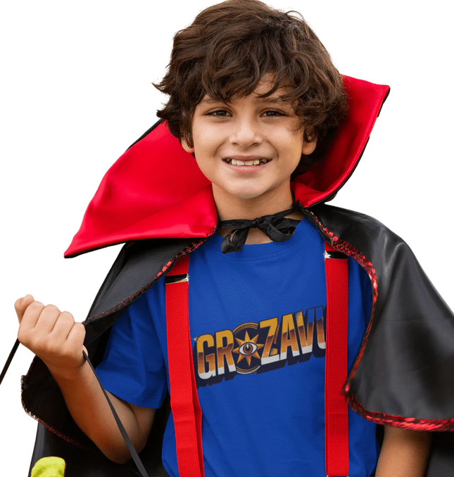 A boys' Halloween T-shirt designed for trick-or-treating, featuring a spooky print and soft, comfortable fabric.