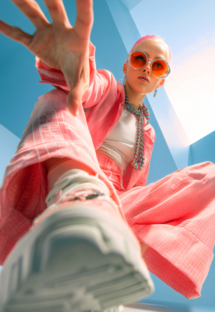 <em><strong>DEFYING GRAVITY</strong></em><strong> - </strong>in neon hues. This structured silhouette