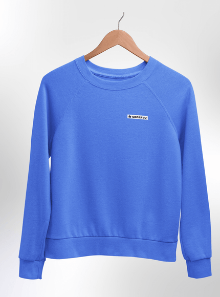 A trendy fuzzy sweatshirt with bold urban prints, combining streetwear flair and maximum comfort for all-day wear