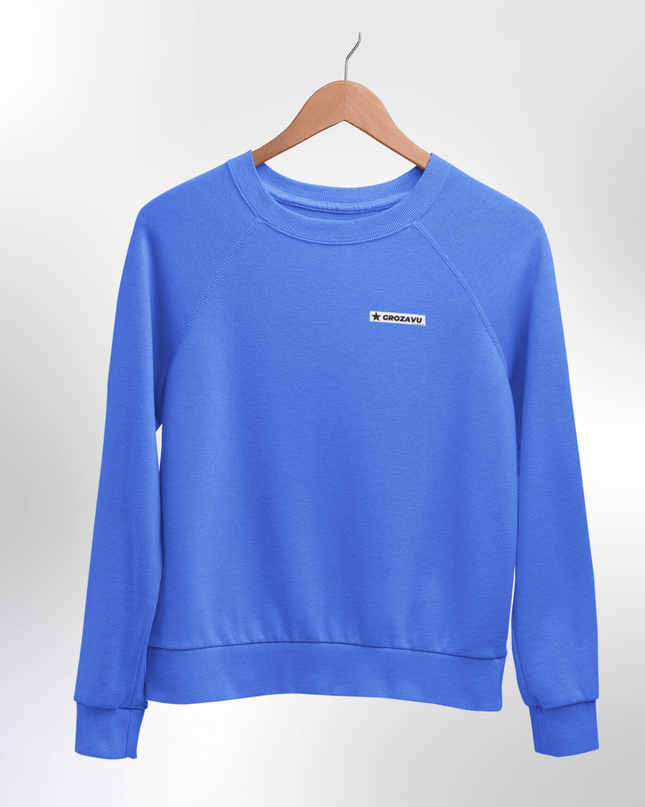 A trendy fuzzy sweatshirt with bold urban prints, combining streetwear flair and maximum comfort for all-day wear
