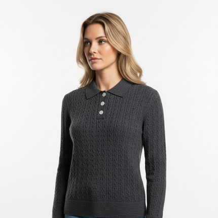 Polo Collar Knit Pullover Sweater – Fitted