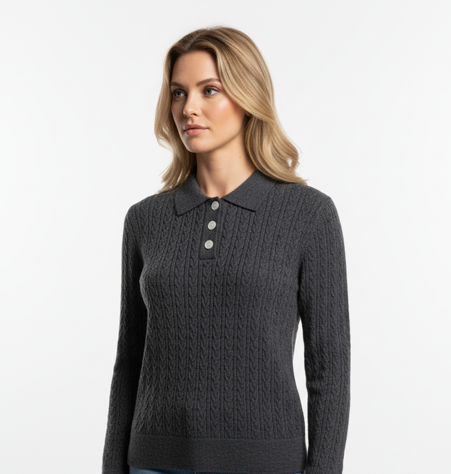 Polo Collar Knit Pullover Sweater – Fitted