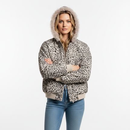 Leopard Print Velvet Jacket - Loose Fit